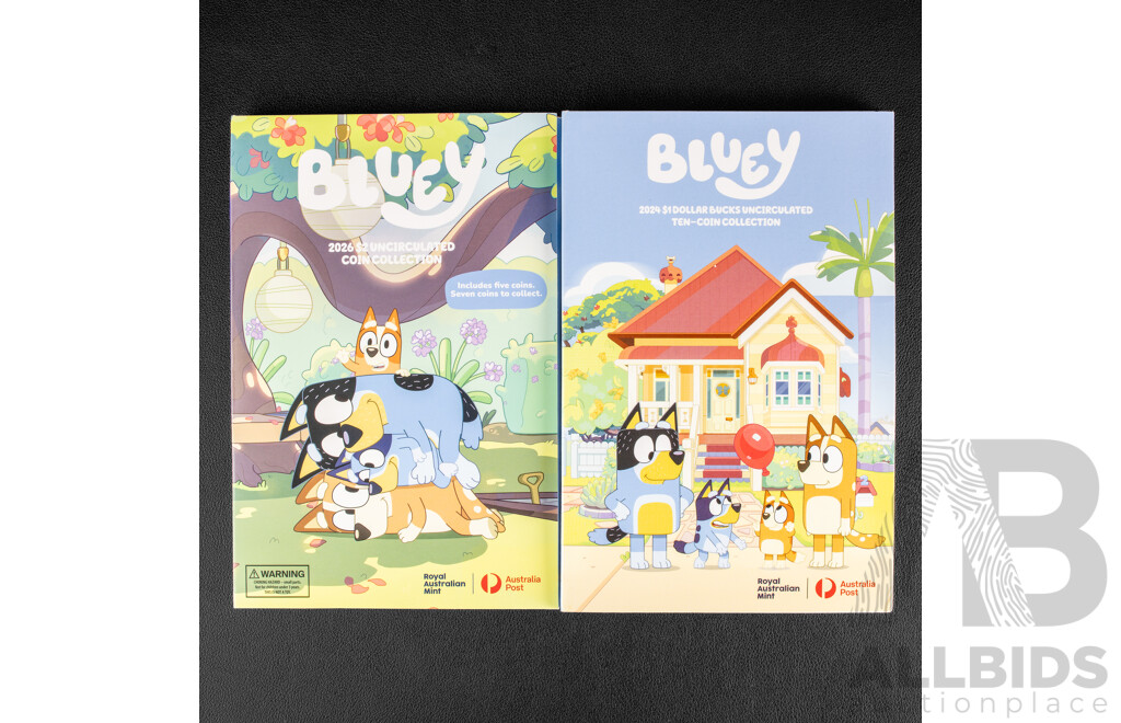 Australian RAM 2024 and 2026 Bluey One and Two Dollar Coin Sets