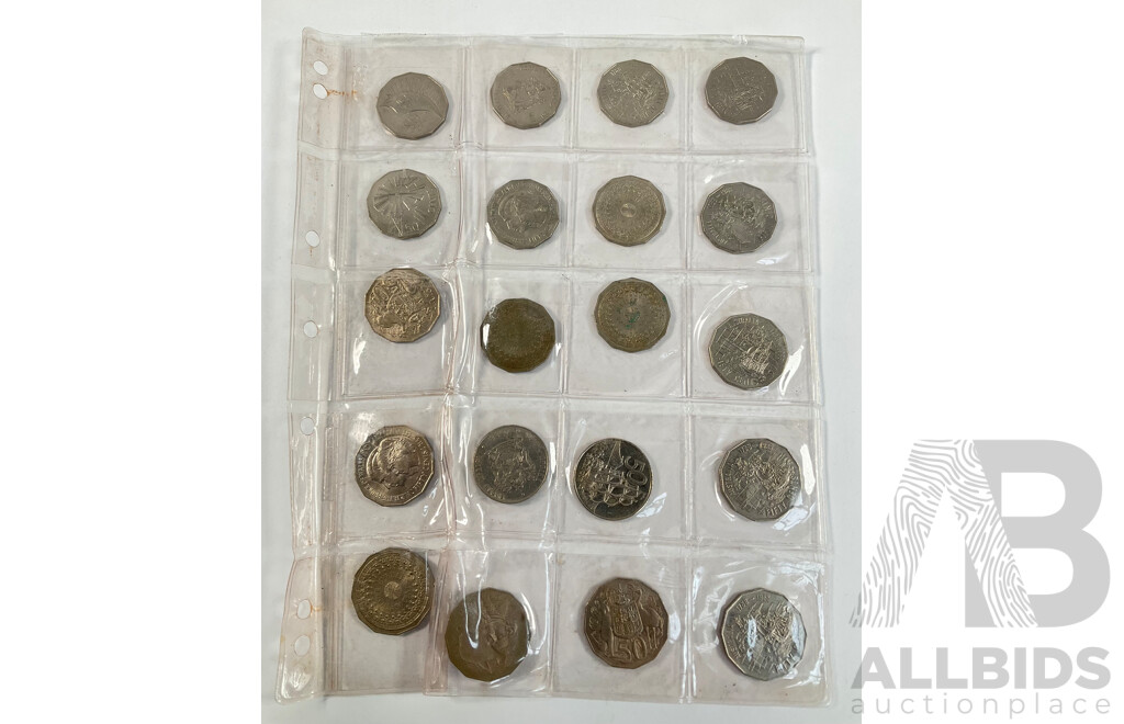 Collection of Australian Commemorative Fifty Cent Coins Including 1970 Captain Cook, 1977 Jubilee, 1981 Charles and Diana, 1988 Bicentennial, 2000 Millennium, 2002 Year of the Outback.................
