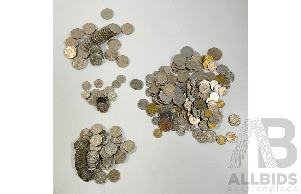 Collection of Australian and International Coins Including USA, Thailand, United Kingdom, New Zealand and More - Approximately 750 Grams