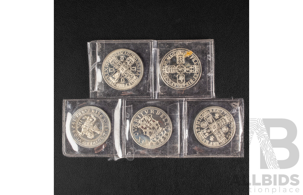 Five Great Britain Silver Re Strike Crowns