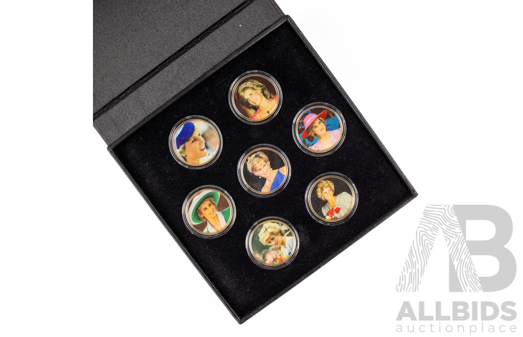 Diana in Australia - Seven 24ct Gold Plated Coins, Princess of Wales Australian Tribute