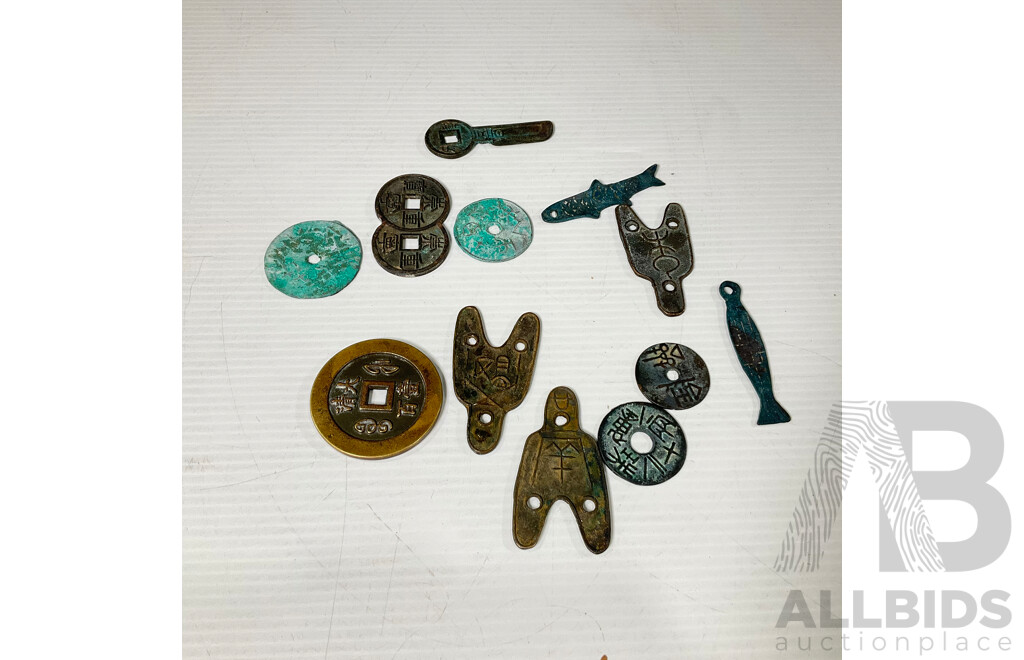 Collection of Vintage Chinese Coins and Pendants