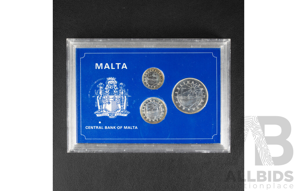 Malta 1977 Silver Proof Three Coin Set .925