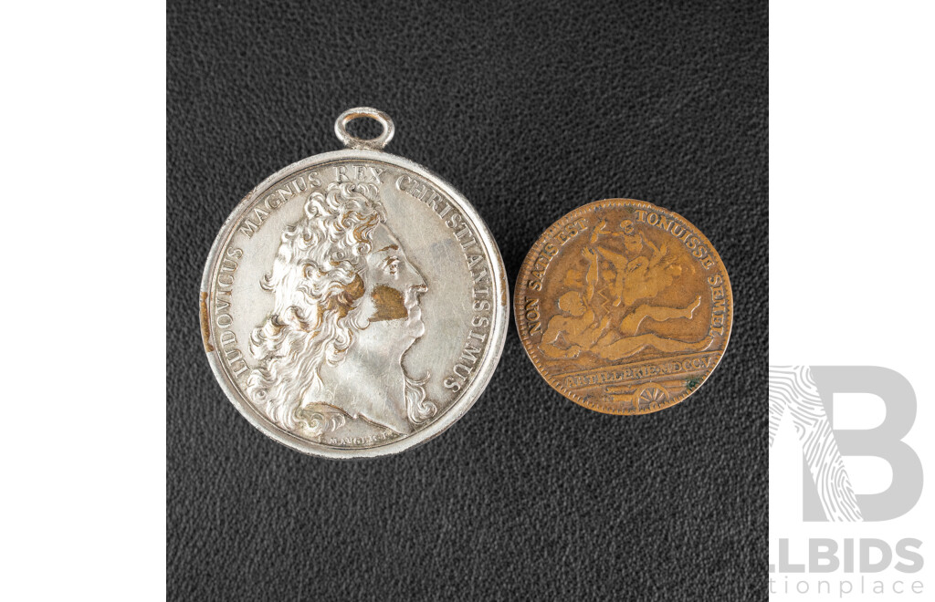 Two French Medals Including 1703 Ansona Augusta and 1705 Non Satis Est Tonuisse