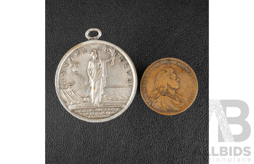 Two French Medals Including 1703 Ansona Augusta and 1705 Non Satis Est Tonuisse