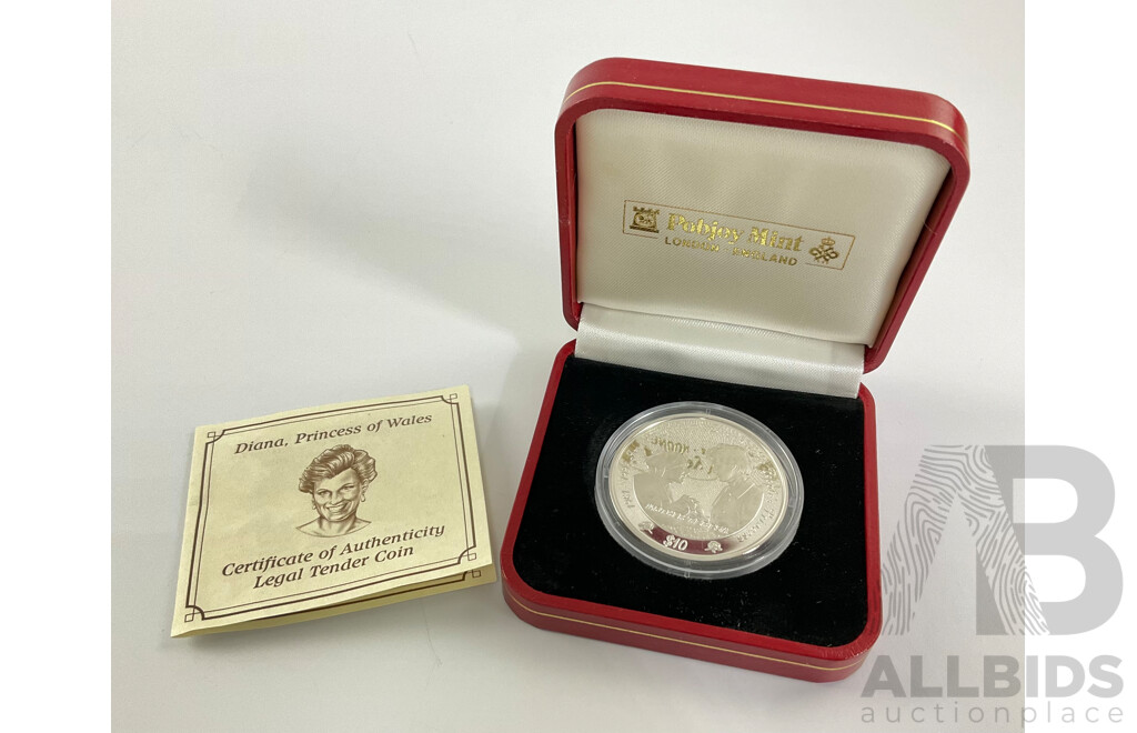 Sierra Leone Pobjoy Mint 1997 Silver Ten Dollar Coin, in Memoriam Princess Diana .925