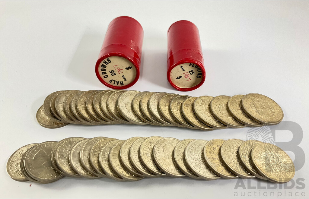 Great Britain 1967 QE2 Half Crowns and Florins with Tubes