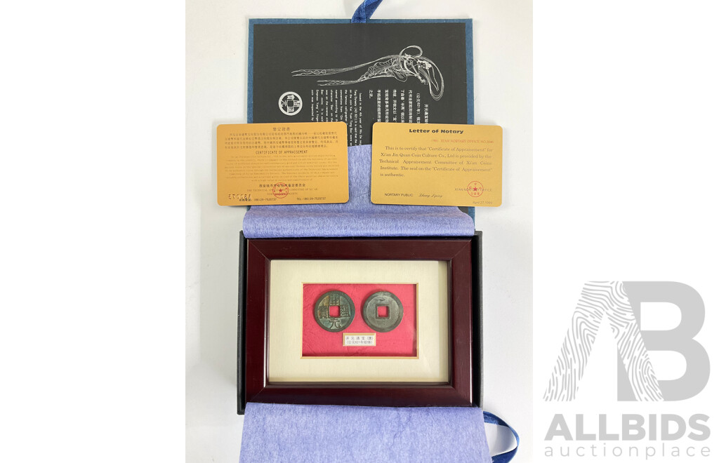 Chinese Tang Dynasty Coins with Certificate of Appraisement
