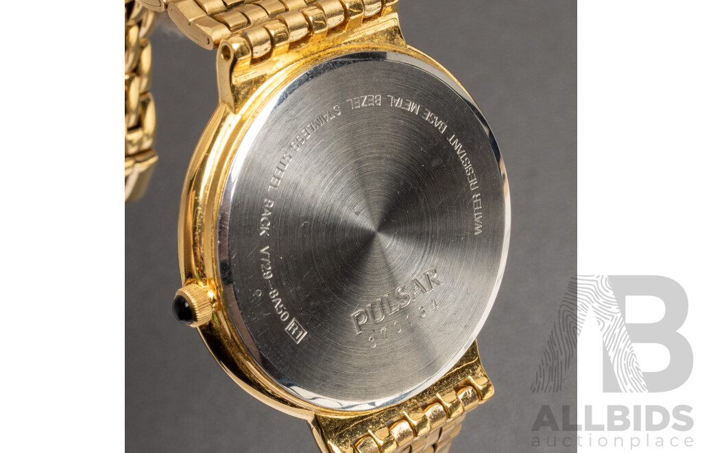 PULSAR Gold Plated Base Metal Watch. V729 - 8A50