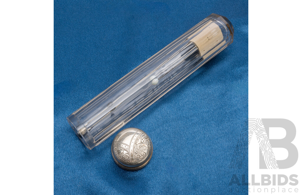 1890s Hat Pins X3 in Crystal Pin Jar with Silver Lid