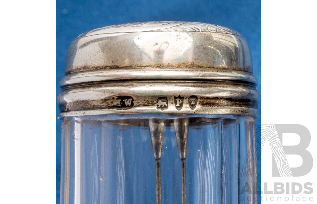 1890s Hat Pins X3 in Crystal Pin Jar with Silver Lid