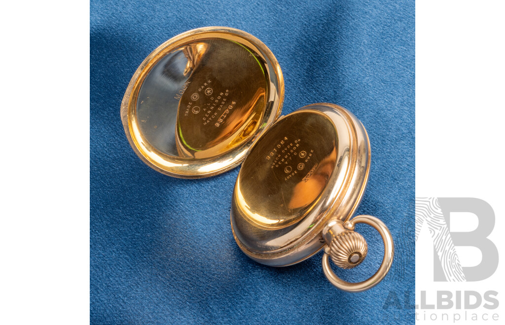 Dennison 'Moon' Watch Case, 2 Plates of 10ct Gold