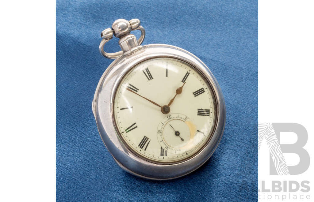 Silver Pocket Watch, Hand Wind Movement - (Circa-1890s)