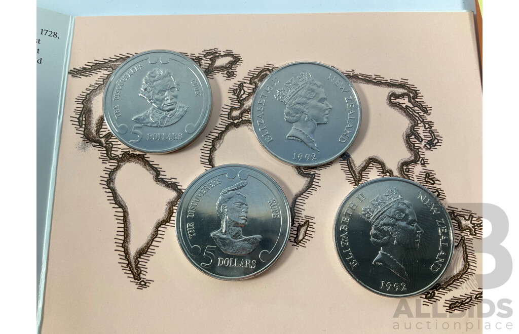New Zealand 1989 Commonwealth Games UNC Coin Set 1992 Expo Five Dollar Coin Set