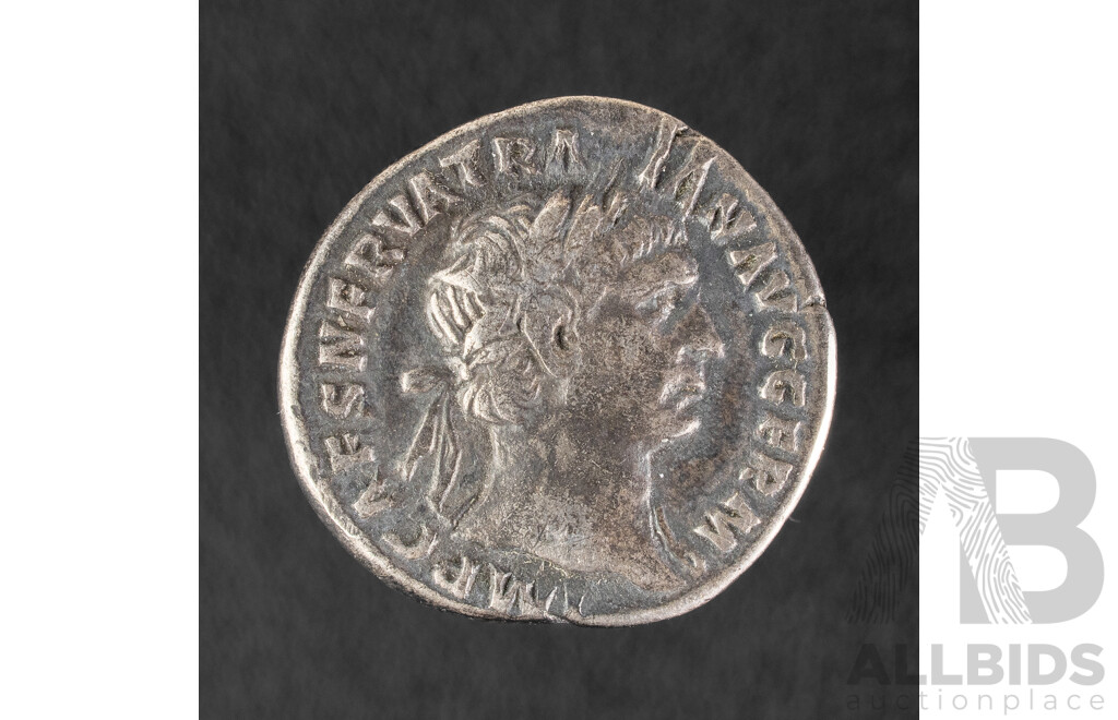 Roman Empire 98-117 AD Silver Denarius, Trajan Victory