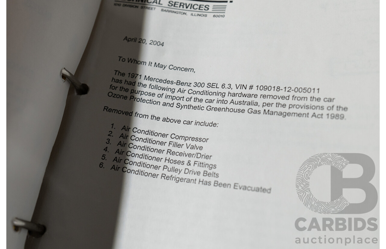 8/1970 Mercedes Benz 300 SEL 6.3 "Red Pig Tribute" W109 4d Sedan Cranberry V8 6.3L - Import