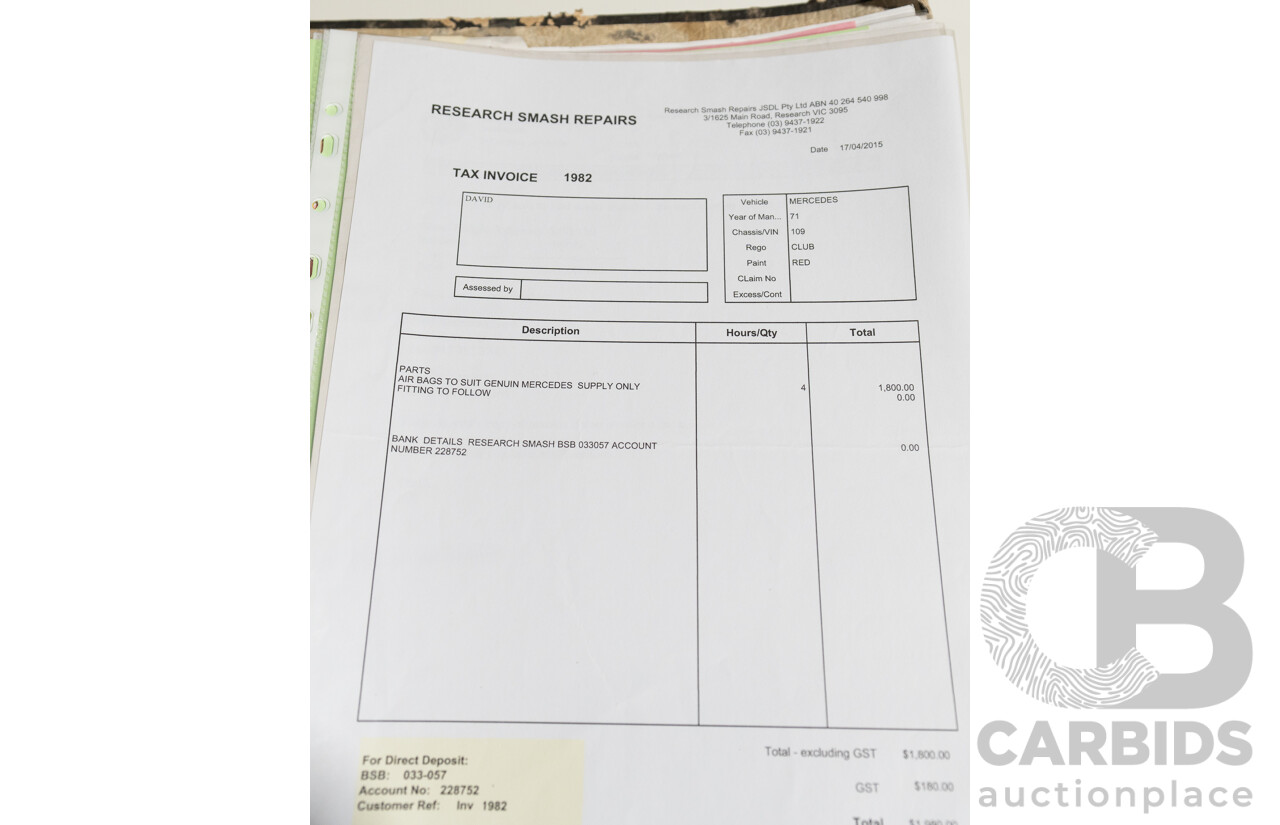 8/1970 Mercedes Benz 300 SEL 6.3 "Red Pig Tribute" W109 4d Sedan Cranberry V8 6.3L - Import