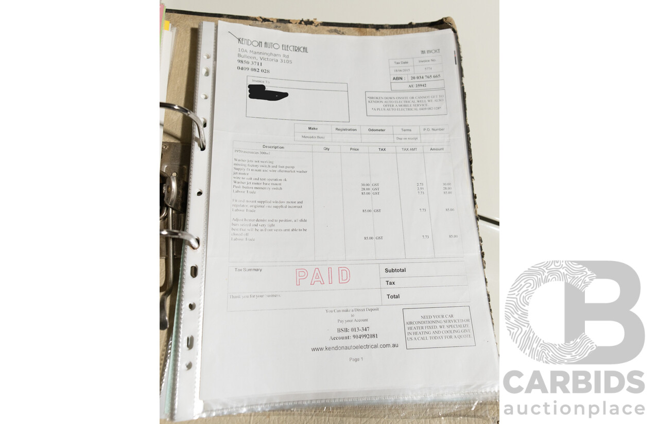 8/1970 Mercedes Benz 300 SEL 6.3 "Red Pig Tribute" W109 4d Sedan Cranberry V8 6.3L - Import