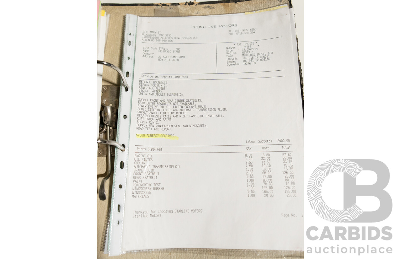 8/1970 Mercedes Benz 300 SEL 6.3 "Red Pig Tribute" W109 4d Sedan Cranberry V8 6.3L - Import