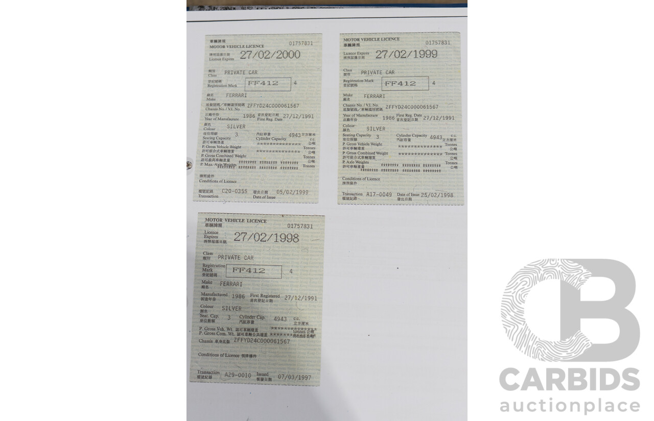 01/1986 Ferrari 412 A Tipo F101 EL 2d Coupe Argento Fer Silver V12 4.9L - Hong Kong Import