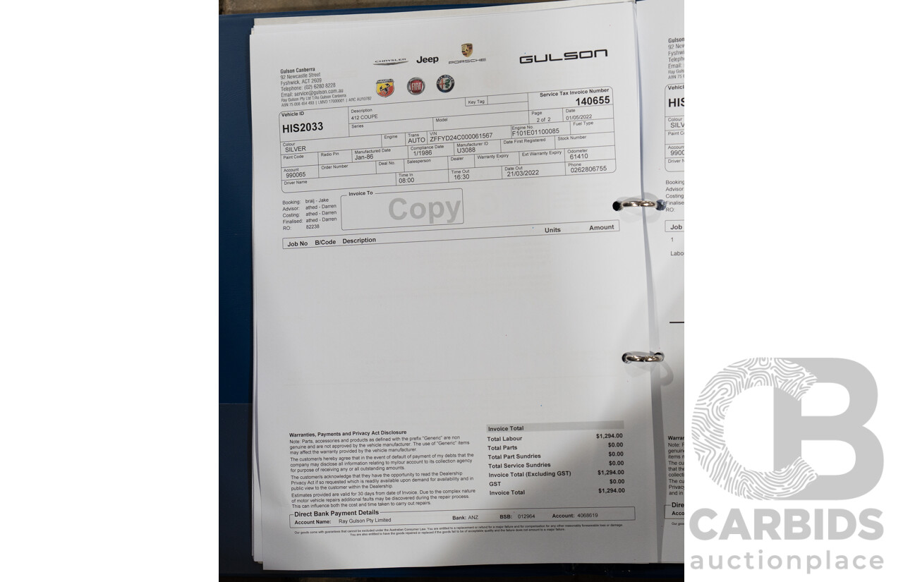 01/1986 Ferrari 412 A Tipo F101 EL 2d Coupe Argento Fer Silver V12 4.9L - Hong Kong Import