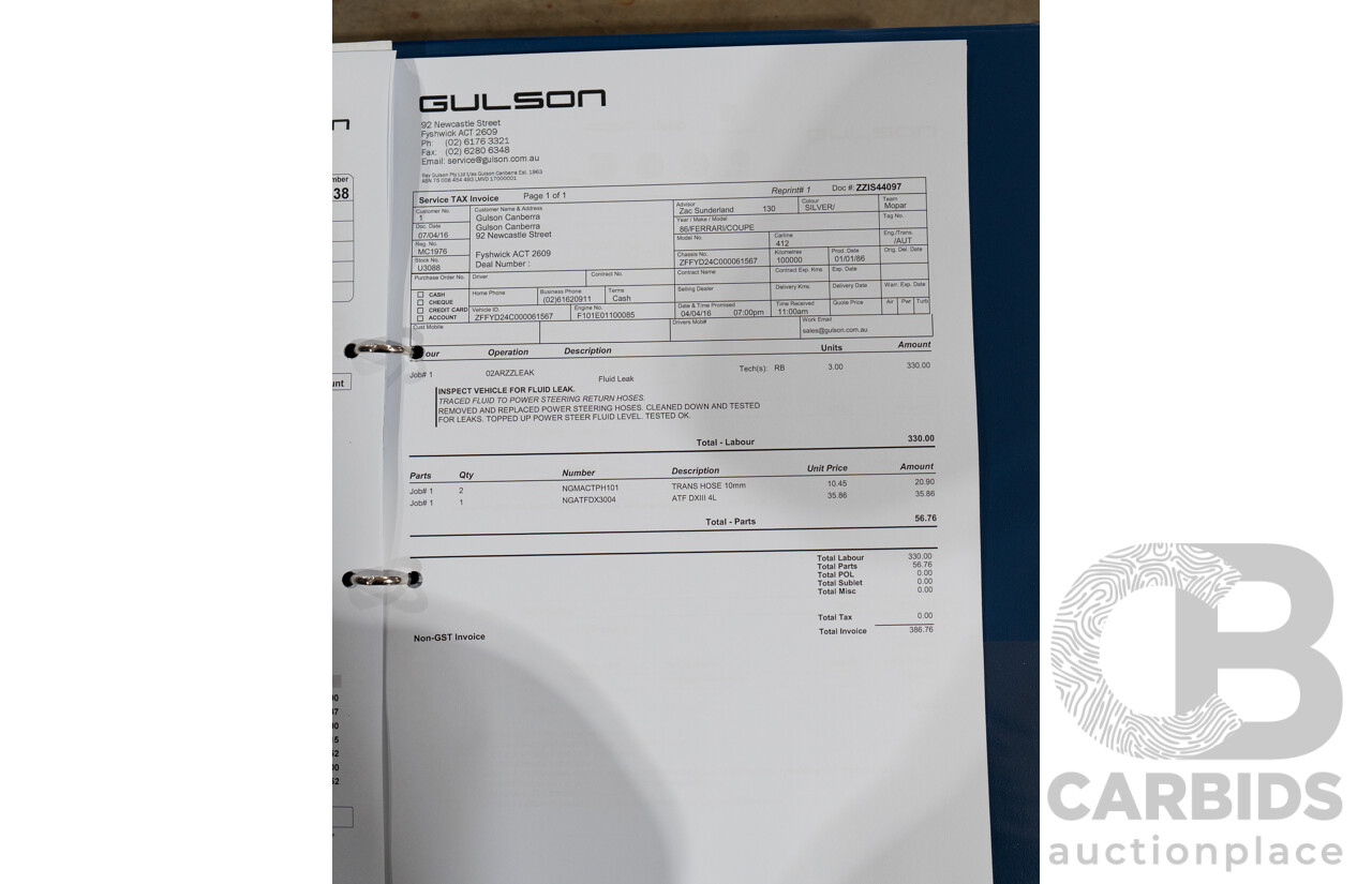 01/1986 Ferrari 412 A Tipo F101 EL 2d Coupe Argento Fer Silver V12 4.9L - Hong Kong Import