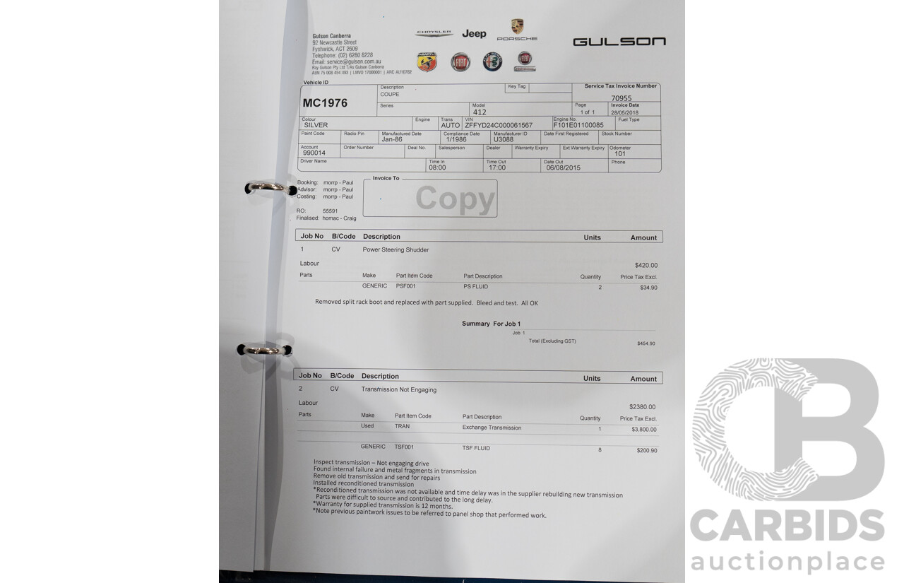 01/1986 Ferrari 412 A Tipo F101 EL 2d Coupe Argento Fer Silver V12 4.9L - Hong Kong Import