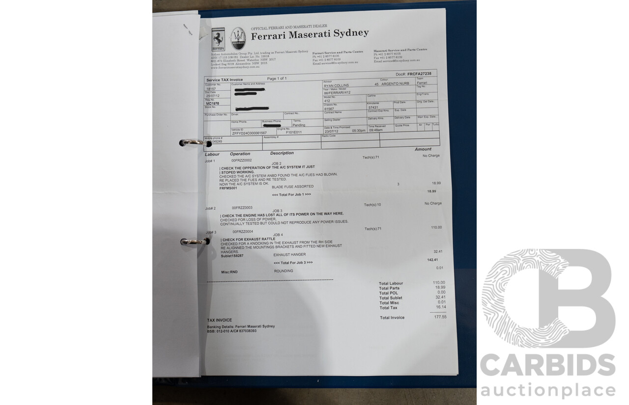 01/1986 Ferrari 412 A Tipo F101 EL 2d Coupe Argento Fer Silver V12 4.9L - Hong Kong Import