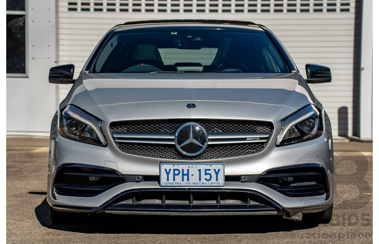9/2017 Mercedes Benz A45 AMG 4Matic (AWD) 176 MY17 5d Hatchback Polar Silver Turbo 2.0L