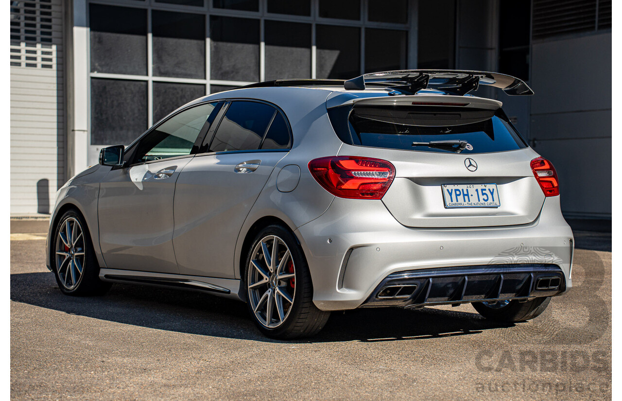 9/2017 Mercedes Benz A45 AMG 4Matic (AWD) 176 MY17 5d Hatchback Polar Silver Turbo 2.0L