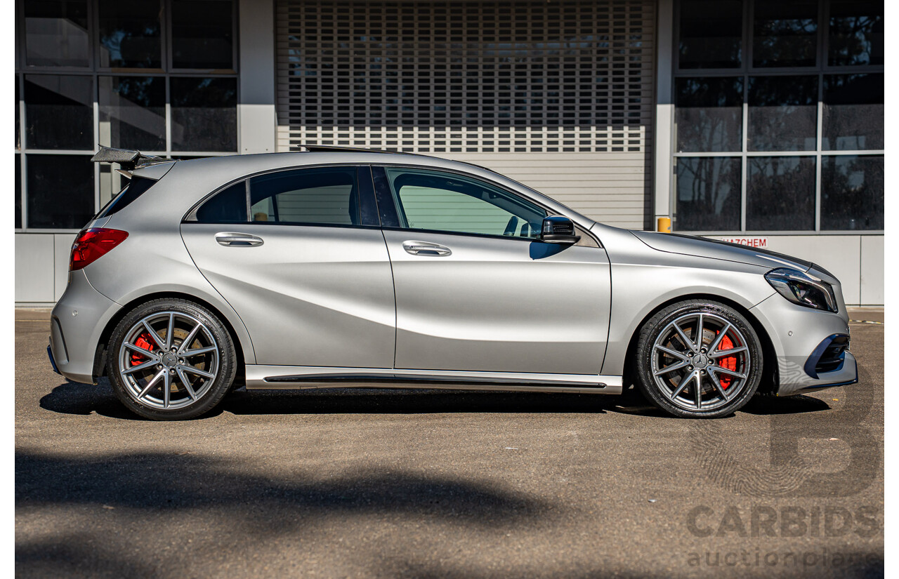 9/2017 Mercedes Benz A45 AMG 4Matic (AWD) 176 MY17 5d Hatchback Polar Silver Turbo 2.0L