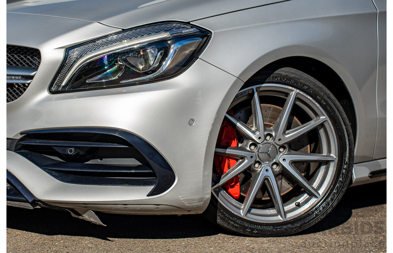 9/2017 Mercedes Benz A45 AMG 4Matic (AWD) 176 MY17 5d Hatchback Polar Silver Turbo 2.0L