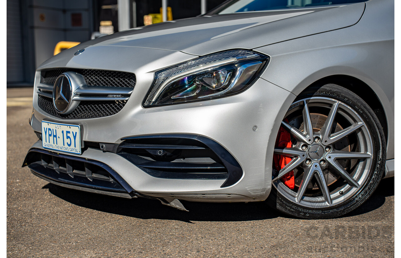 9/2017 Mercedes Benz A45 AMG 4Matic (AWD) 176 MY17 5d Hatchback Polar Silver Turbo 2.0L