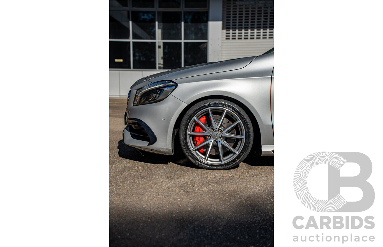 9/2017 Mercedes Benz A45 AMG 4Matic (AWD) 176 MY17 5d Hatchback Polar Silver Turbo 2.0L