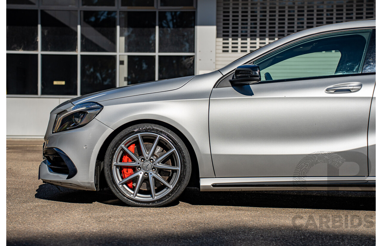 9/2017 Mercedes Benz A45 AMG 4Matic (AWD) 176 MY17 5d Hatchback Polar Silver Turbo 2.0L