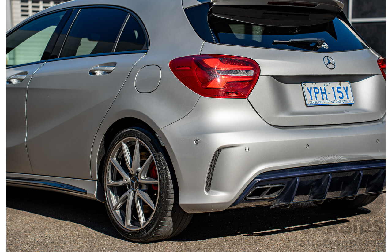 9/2017 Mercedes Benz A45 AMG 4Matic (AWD) 176 MY17 5d Hatchback Polar Silver Turbo 2.0L