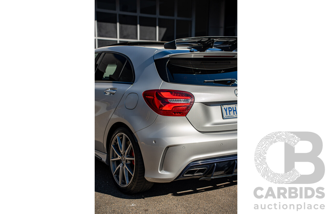 9/2017 Mercedes Benz A45 AMG 4Matic (AWD) 176 MY17 5d Hatchback Polar Silver Turbo 2.0L