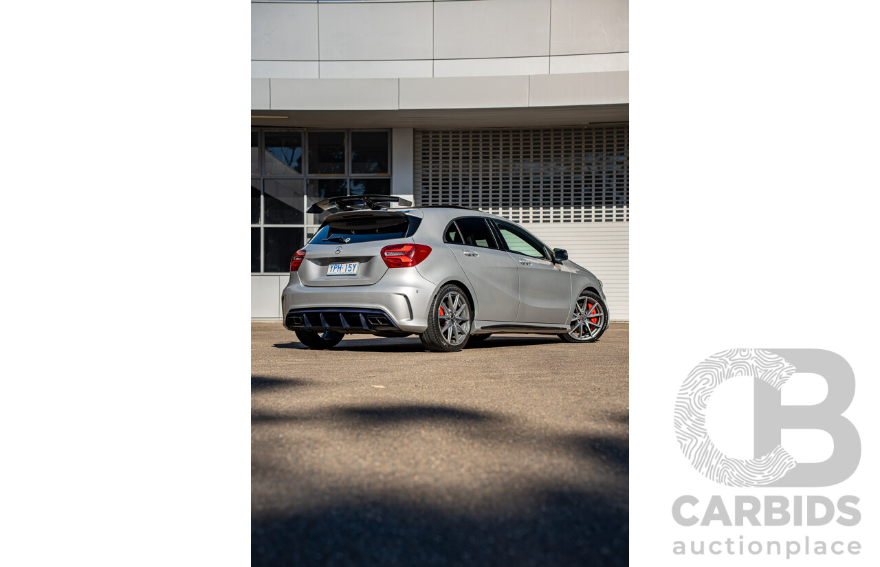 9/2017 Mercedes Benz A45 AMG 4Matic (AWD) 176 MY17 5d Hatchback Polar Silver Turbo 2.0L