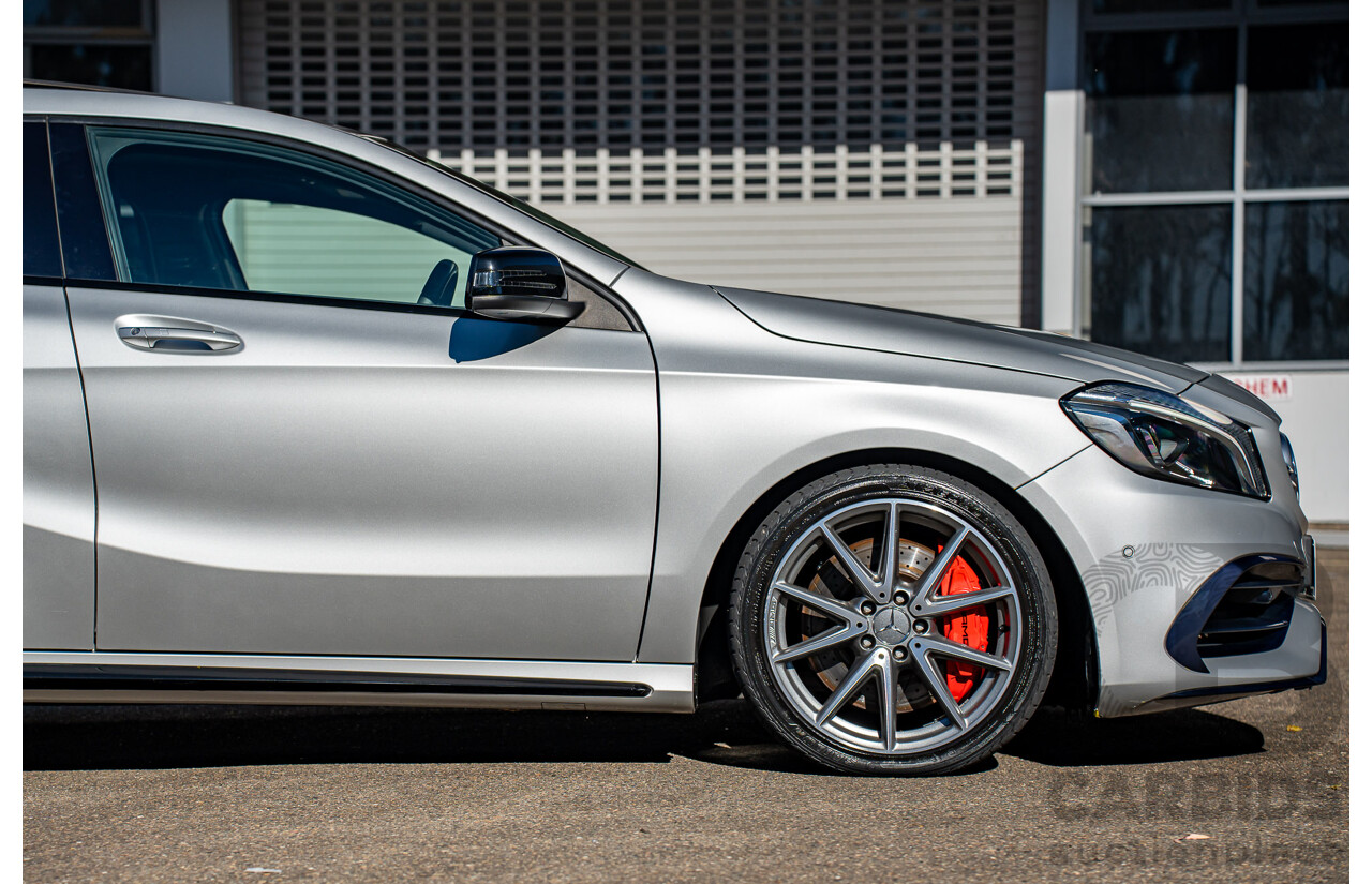 9/2017 Mercedes Benz A45 AMG 4Matic (AWD) 176 MY17 5d Hatchback Polar Silver Turbo 2.0L