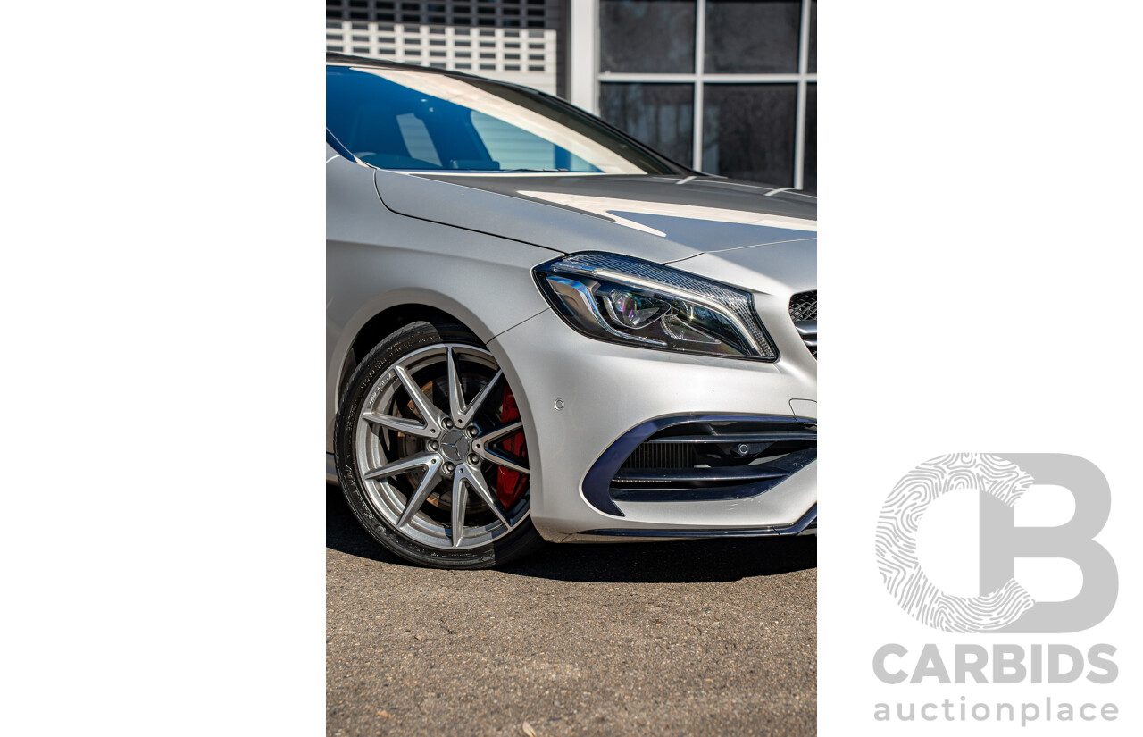 9/2017 Mercedes Benz A45 AMG 4Matic (AWD) 176 MY17 5d Hatchback Polar Silver Turbo 2.0L