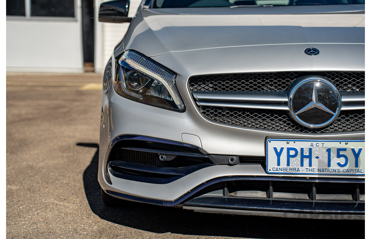 9/2017 Mercedes Benz A45 AMG 4Matic (AWD) 176 MY17 5d Hatchback Polar Silver Turbo 2.0L