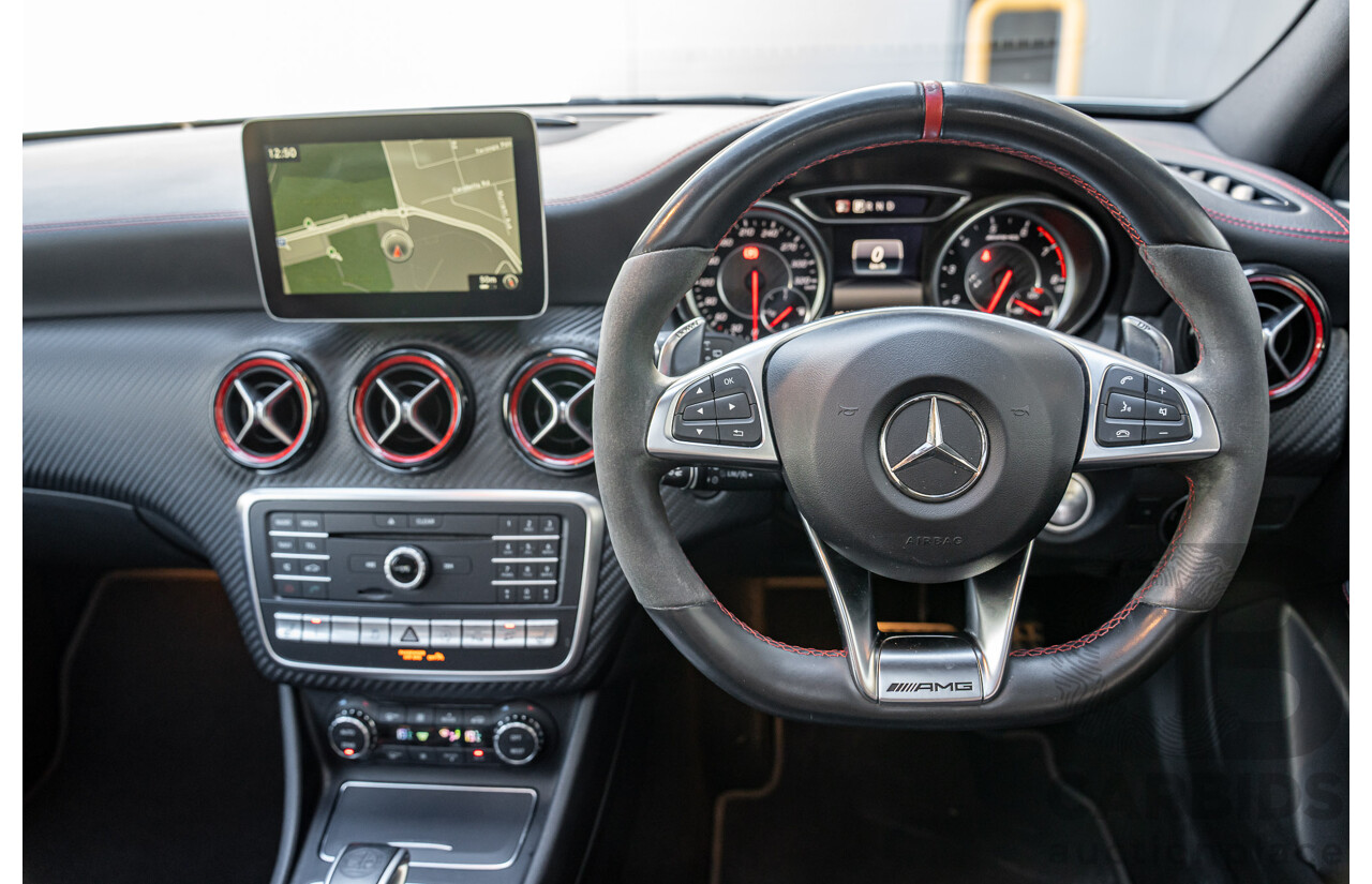 9/2017 Mercedes Benz A45 AMG 4Matic (AWD) 176 MY17 5d Hatchback Polar Silver Turbo 2.0L