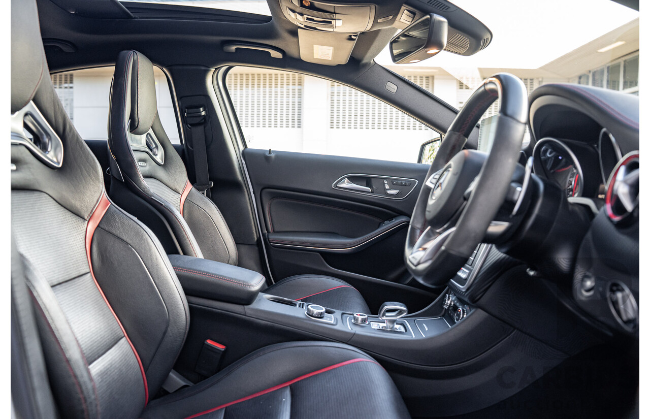 9/2017 Mercedes Benz A45 AMG 4Matic (AWD) 176 MY17 5d Hatchback Polar Silver Turbo 2.0L