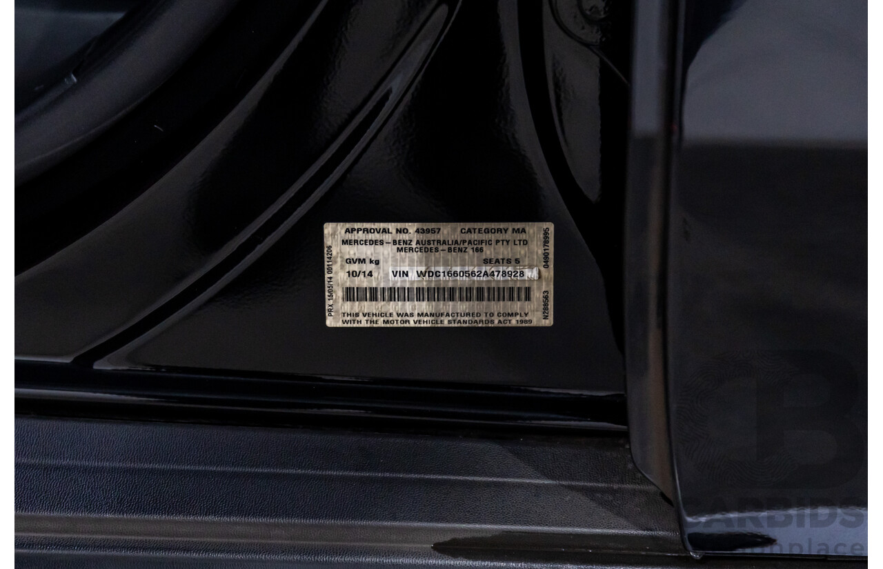 10/2014 Mercedes-Benz ML400 AMG Package (4x4) 166 MY14 4d Wagon Black Obsidian Metallic Twin Turbo V6 3.0L