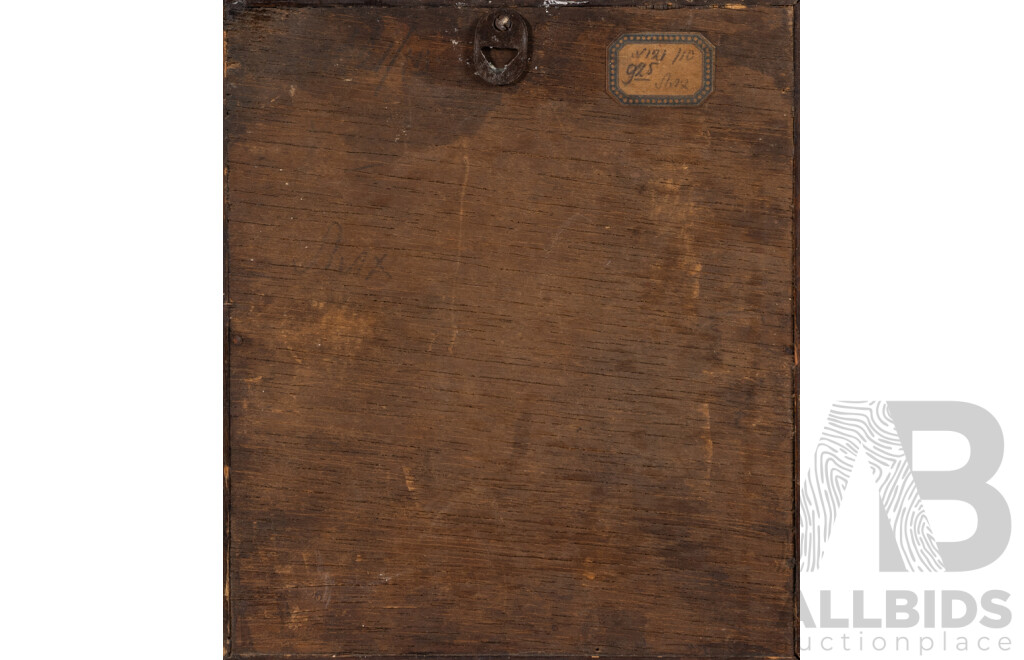 Artist Unknown (Late 19th Century), Our Lady of Kazan, Absolutely Beautiful Antique Russian Empire Orthodox Icon, Pressed Metal Riza on Painted Wood Panel, 16 x 14 cm (icon and frame)