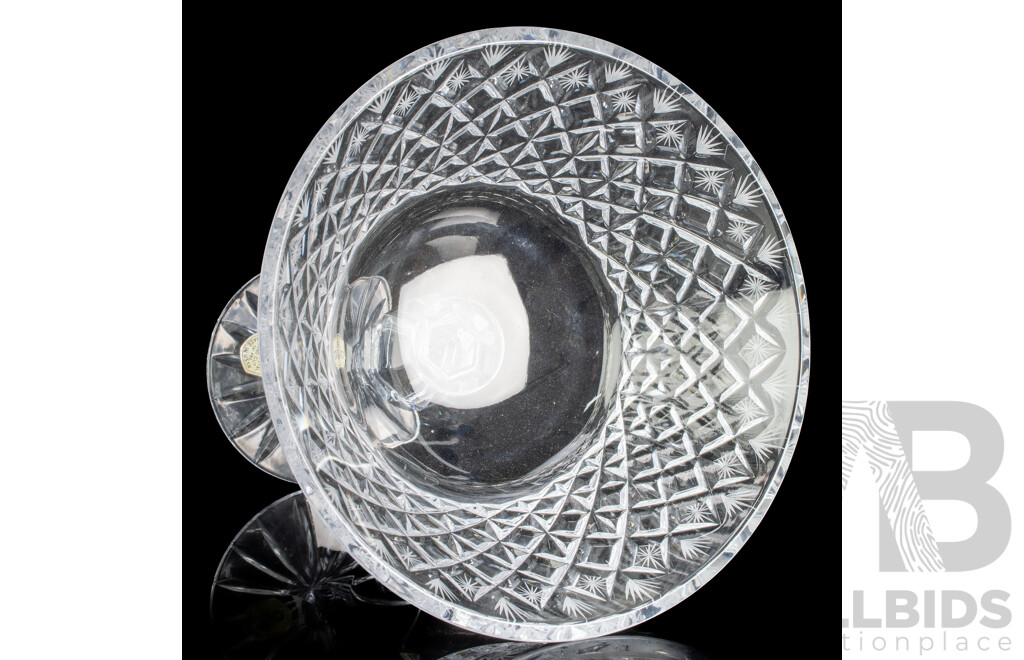 Rare Pair Antique USSR Gus Khrustalny Lead Crystal Exhibition Glasses with Octagonal Bases and Engraved Detail, Possibly Displayed at the Paris Exhibition 1900, with Original Labels