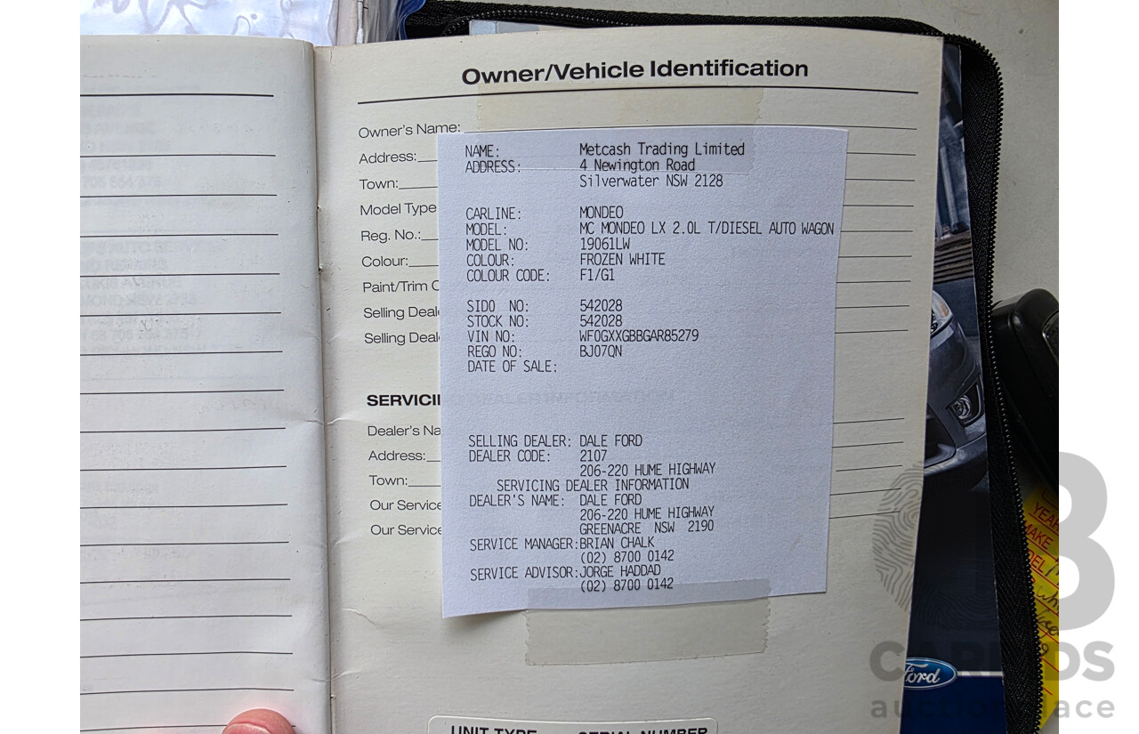 12/2010 Ford Mondeo LX TDCi MB 4d Wagon White Turbo Diesel 2.0L