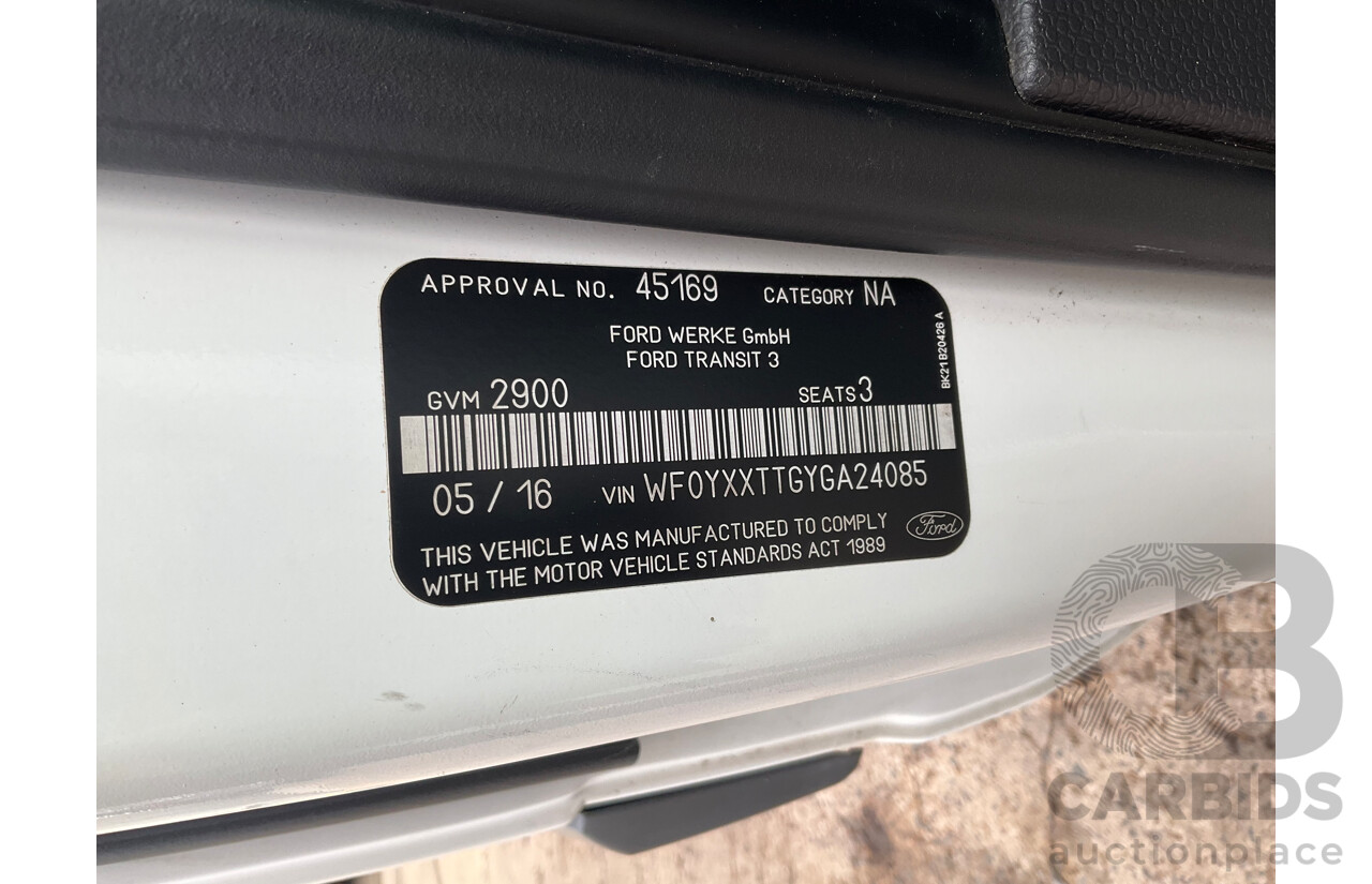 05/2016 Ford Transit Custom 290S SWB (FWD) VN MY16.00 3D Van Frozen White Turbo Diesel 2.2L