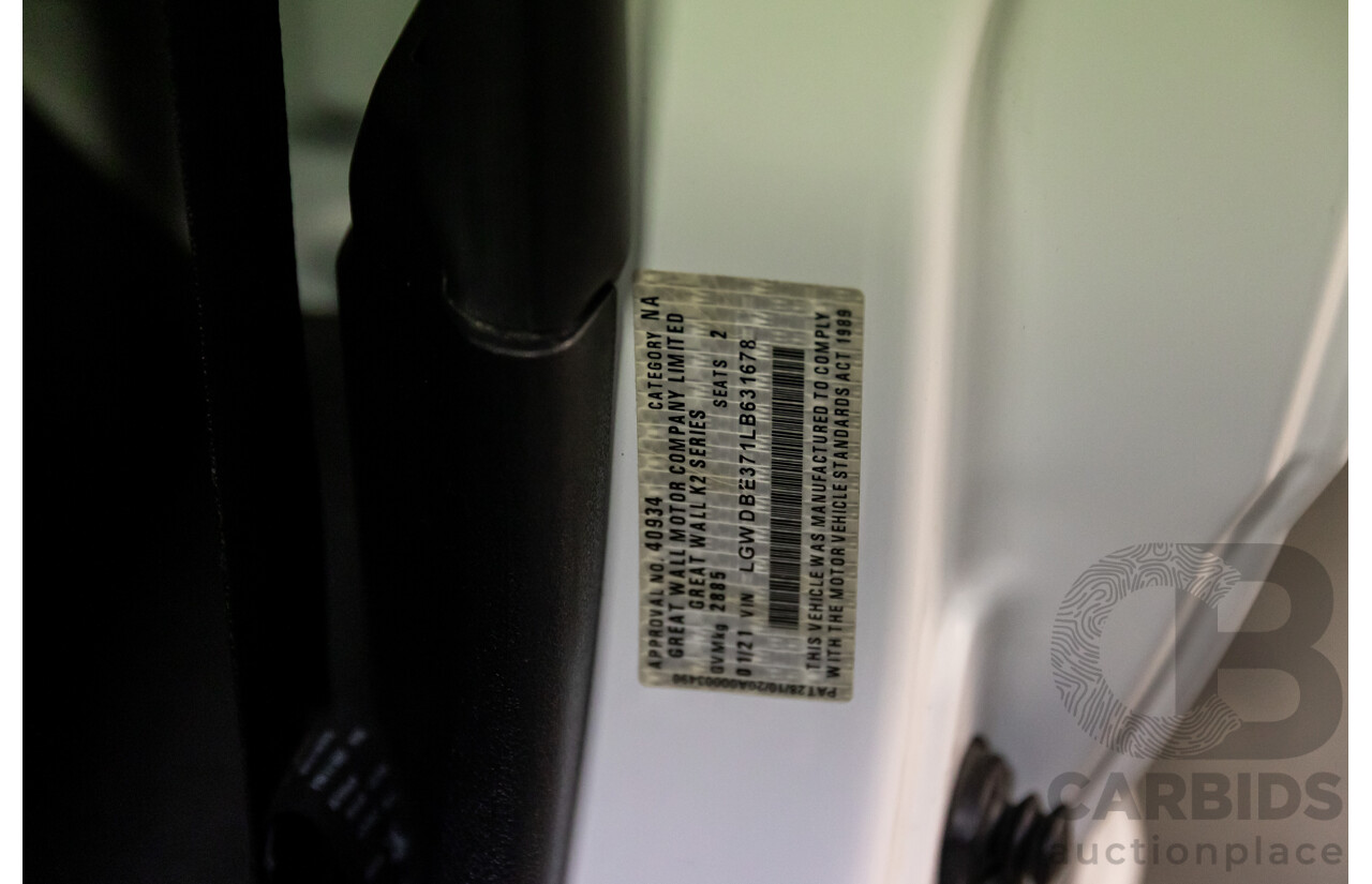 1/2021 Great Wall Steed (4x4) K2 C/Chas Pure White Turbo Diesel 2.0L