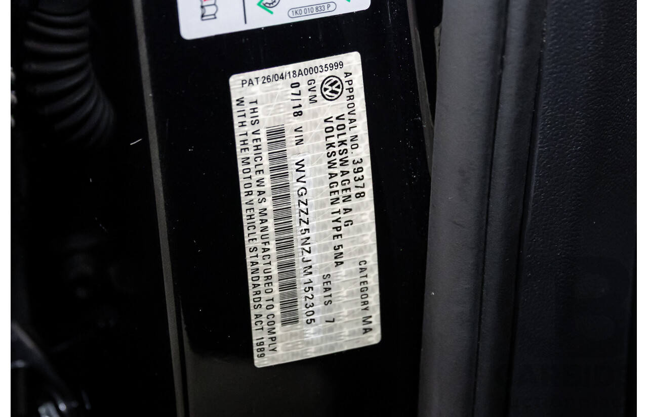 07/2018 Volkswagen Tiguan Allspace 110 TSI Comfortline (FWD) 5NA MY18 4d Wagon Deep Black Pearl Turbo 1.4L